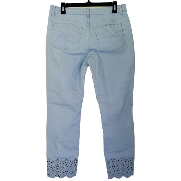 Ted Baker Nellsi Slim-Leg Embroidered-Hem Jeans in Light Blue Size 32 - Picture 3 of 8